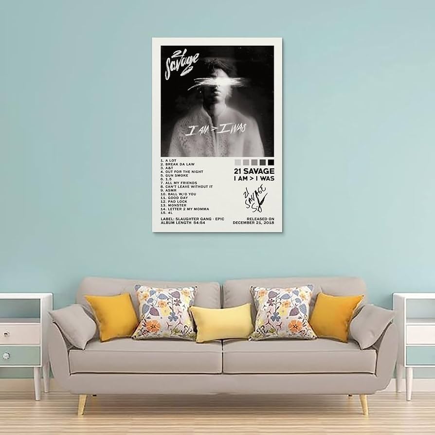 Amazon.com: BICHI 21 Savage Poster I Am I was Album Cover